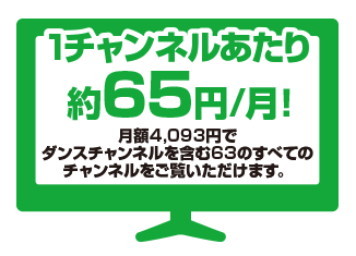 1チャンネルあたり約65円/月！